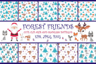 Download Forest Friends Cute Clip Arts and Seamless Patterns - Forest Collection