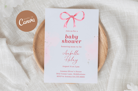 Download Coquette Baby Shower Invitiation Canva - Coquette baby shower Collection
