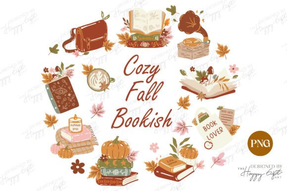 Download Cozy Fall Bookish PNG Graphic - Premium Resources