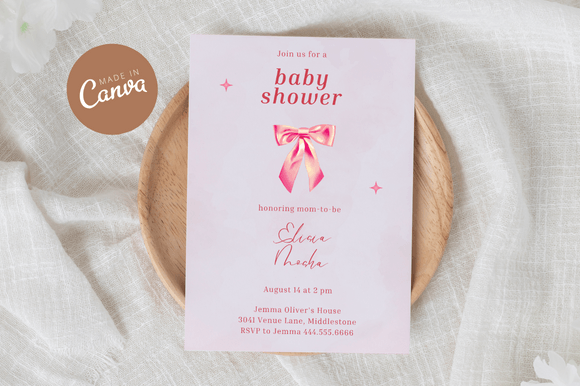 Download Coquette Baby Shower Invitiation Canva - Coquette baby shower Collection