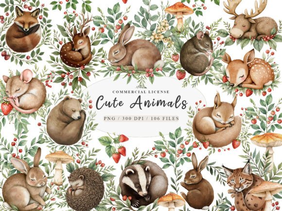 Download Cute Sweet Forest Friends Animals Wreath - Forest Collection