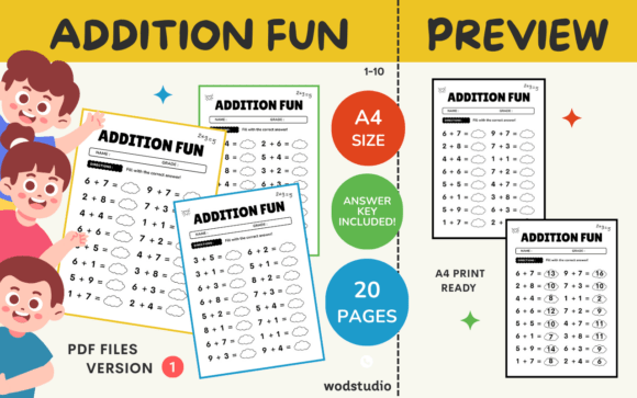 Download Addition Worksheets with Answer Key V1 - Answer key Collection