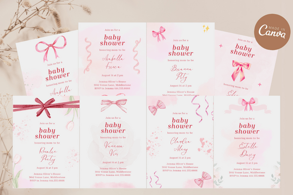 Download Coquette Baby Shower Invitation Bundles - Coquette baby shower Collection