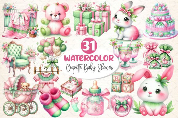 Download Pastel Coquette Baby Shower Clipart - Coquette baby shower Collection