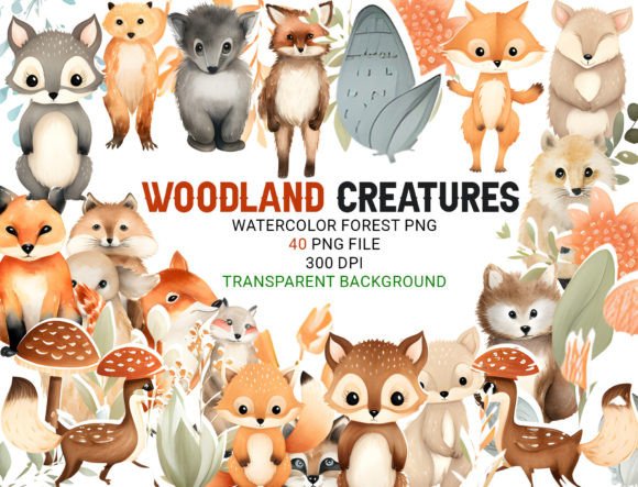 Download Watercolor Forest Friends Clipart Bundle - Forest Collection