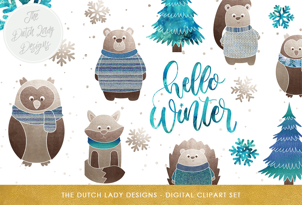 Download Winter Forest Friends Clipart Set - Forest Collection