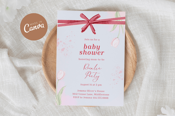 Download Coquette Baby Shower Invitiation Canva - Coquette baby shower Collection